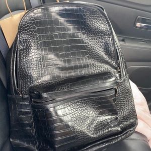 Croc print backpack faux